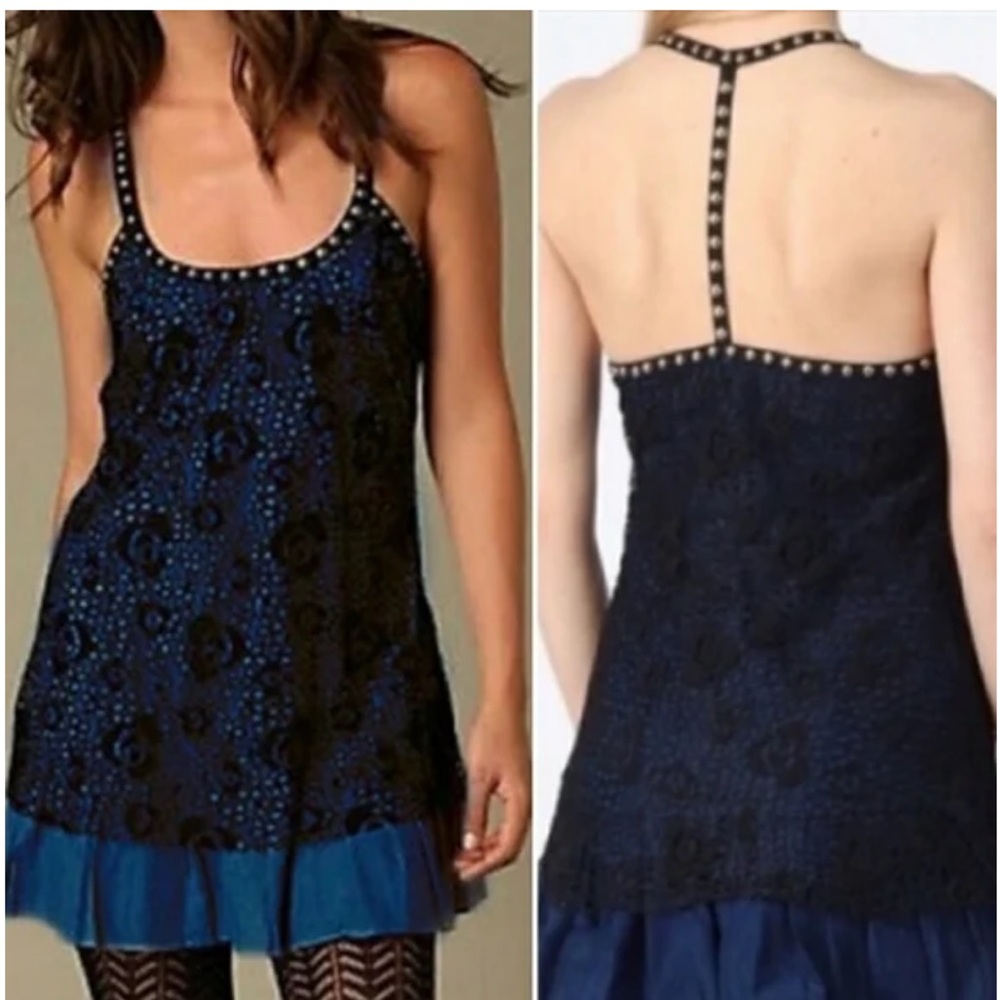 Free people t back studded strap mini‎ dress. Worn about 5x. Retail 118